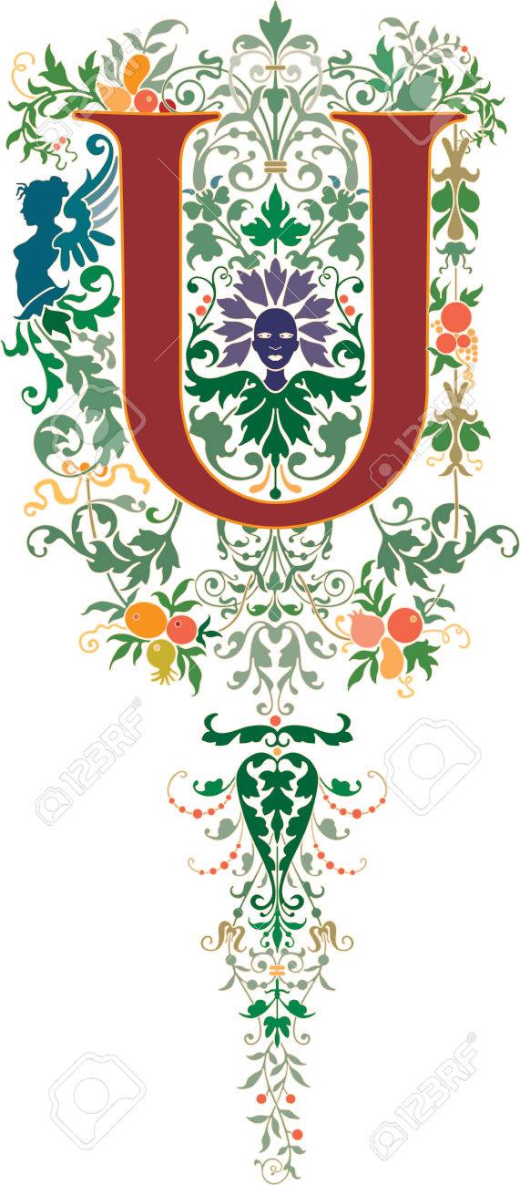 Estilo Fantasía Alfabeto Inglés Letra U De Color