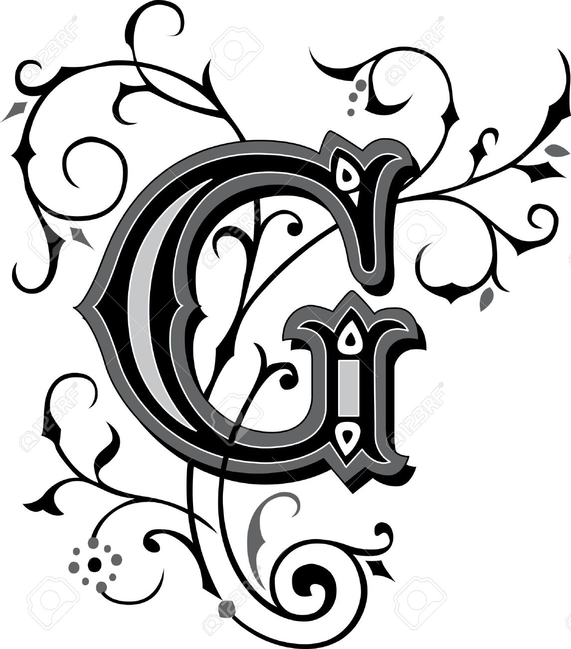 美しく装飾された英国アルファベット G 文字 のイラスト素材 ベクタ Image 美しく装飾された英国アルファベット G 文字 のイラスト素材 ベクタ Image