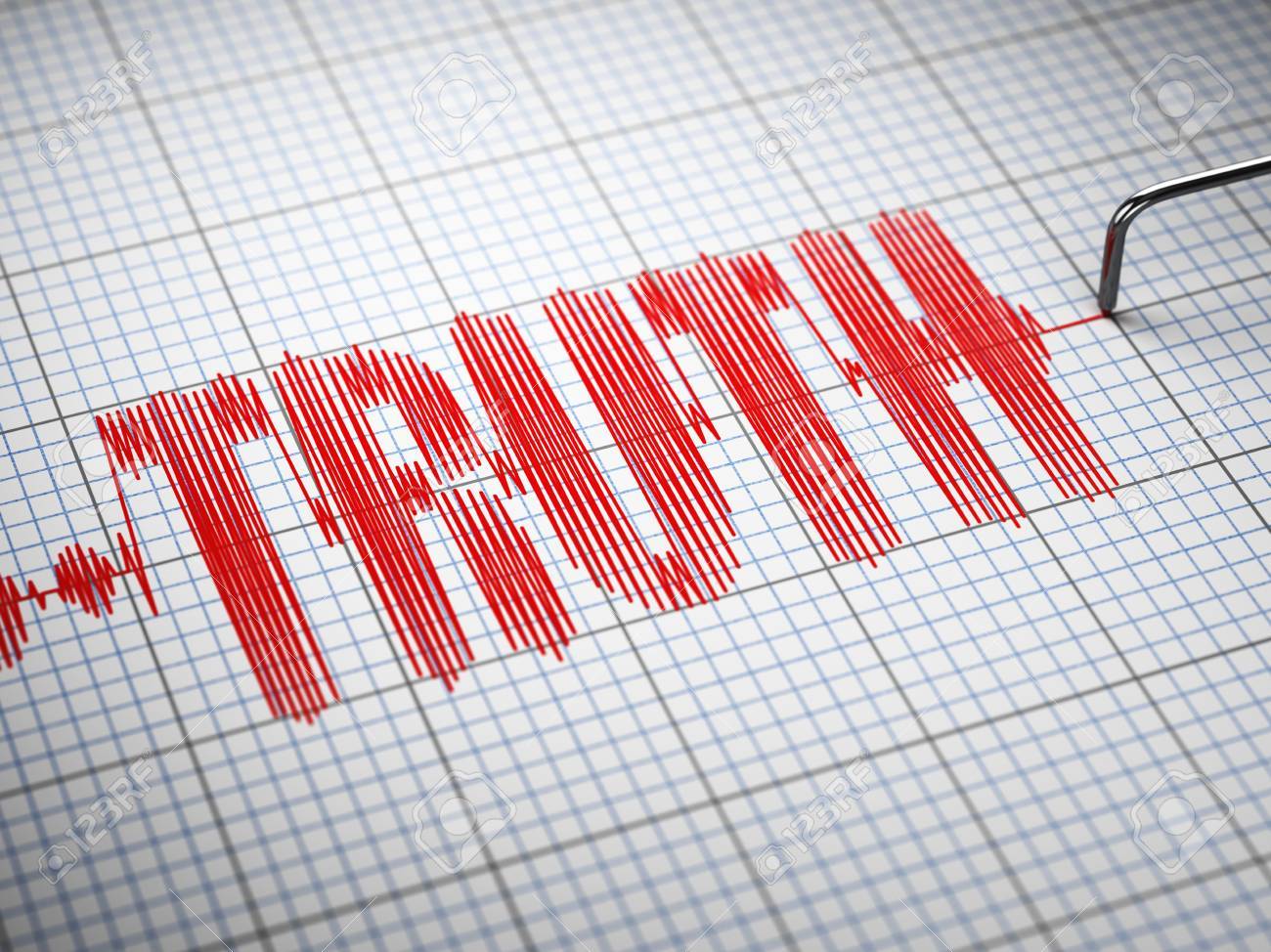 truth concept closeup of a polygraph lie detector with text