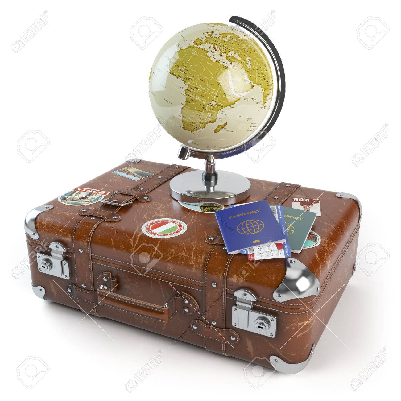 old suitcase with stickers