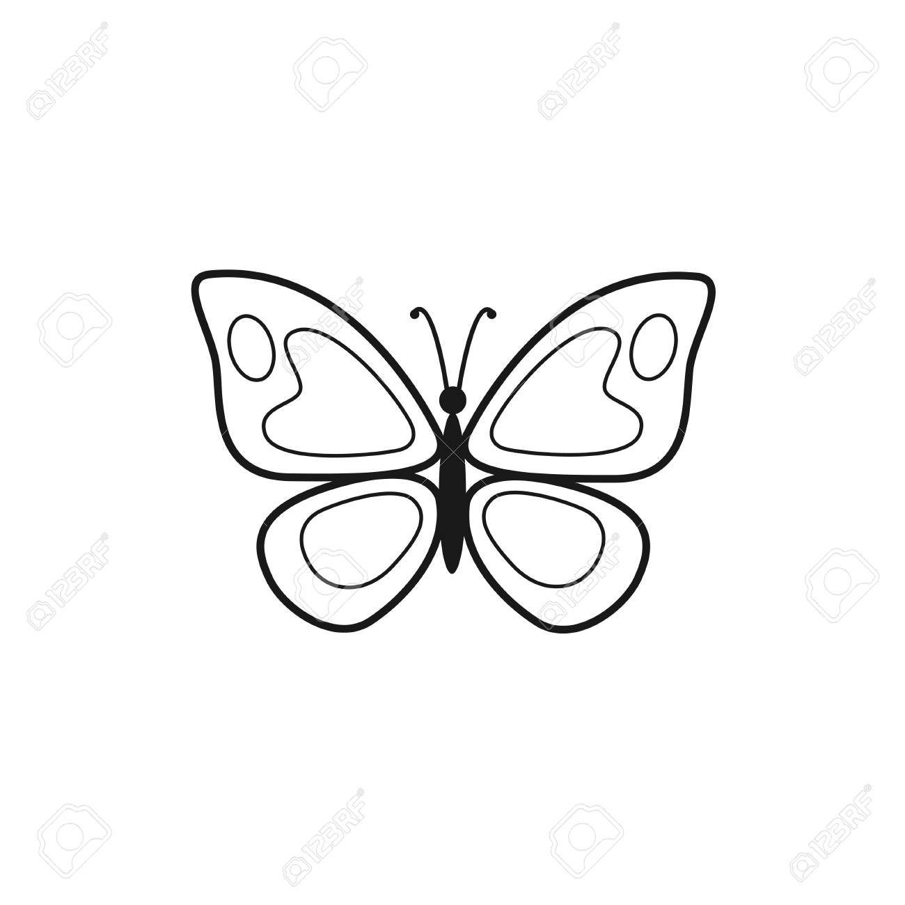 Vector illustration of outline beautiful butterfly isolated on white background - 123625880 Vector illustration of outline beautiful butterfly isolated on white background - 123625880