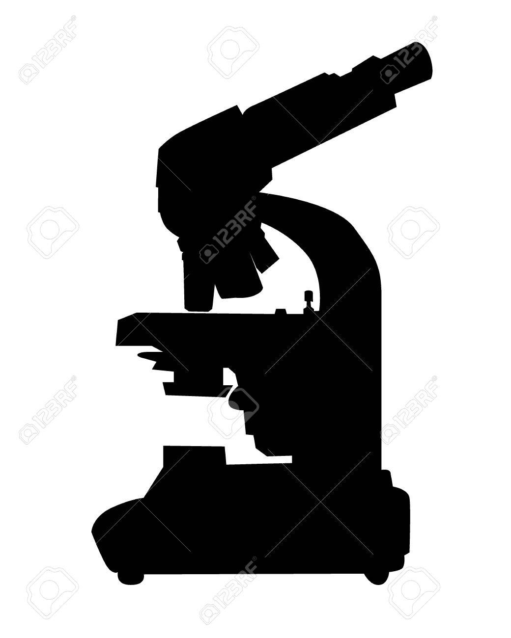 白い背景の上の顕微鏡の黒いシルエットのイラスト素材 ベクタ Image 白い背景の上の顕微鏡の黒いシルエットのイラスト素材 ベクタ Image