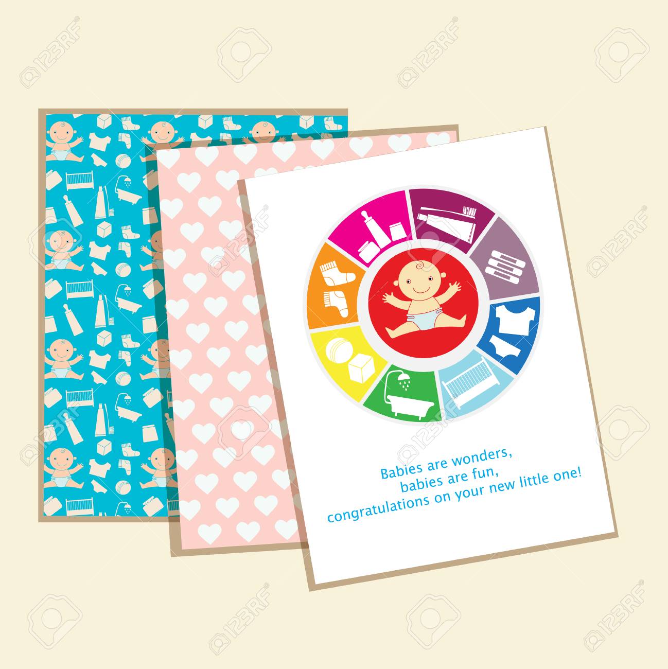 baby congratulations cards vector on wood background place baby congratulations cards