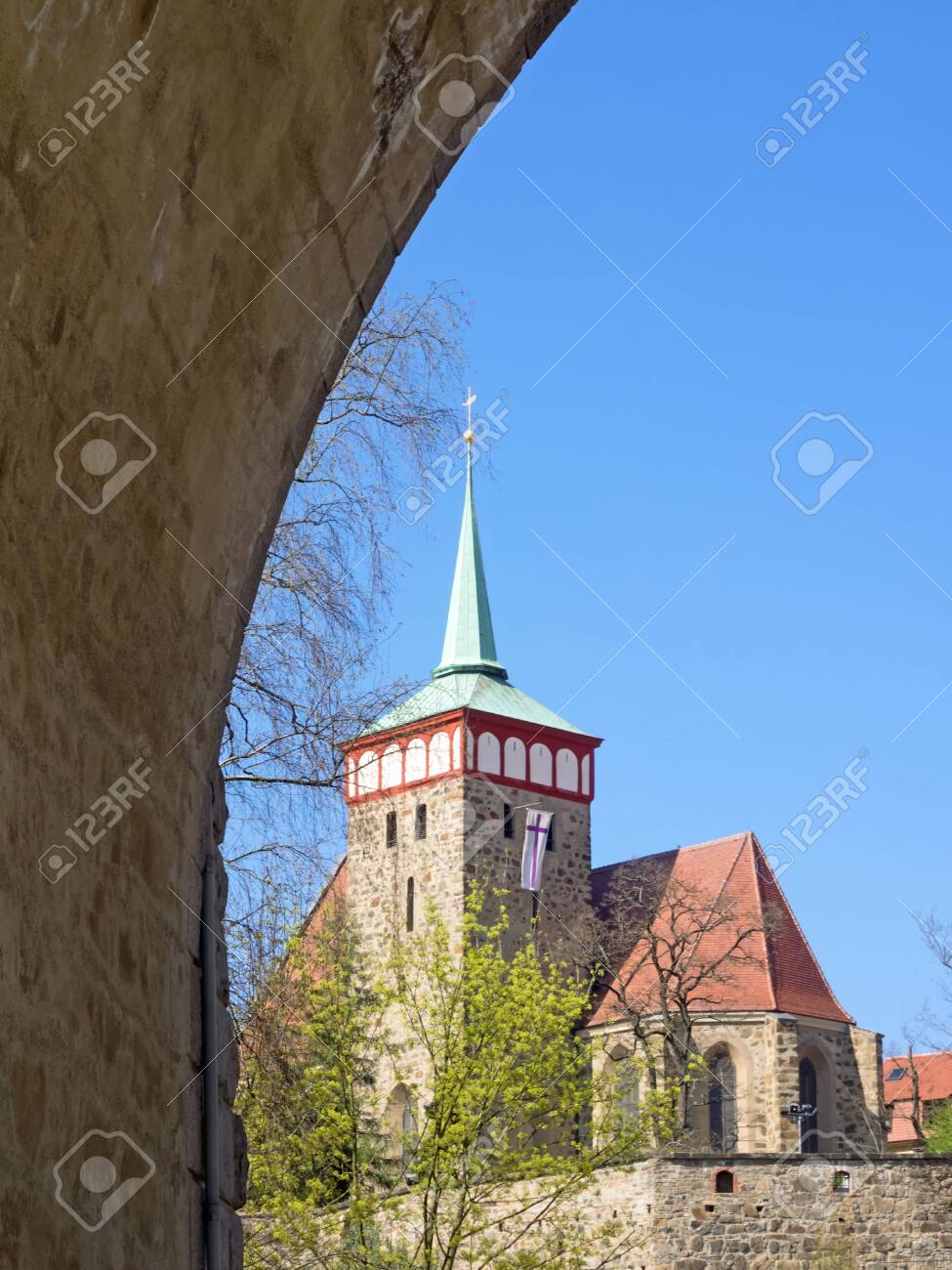 Old town of city Bautzen with church of St. Michael, Saxony, Germany, seen through a bridge arch - 149218983 Old town of city Bautzen with church of St. Michael, Saxony, Germany, seen through a bridge arch - 149218983