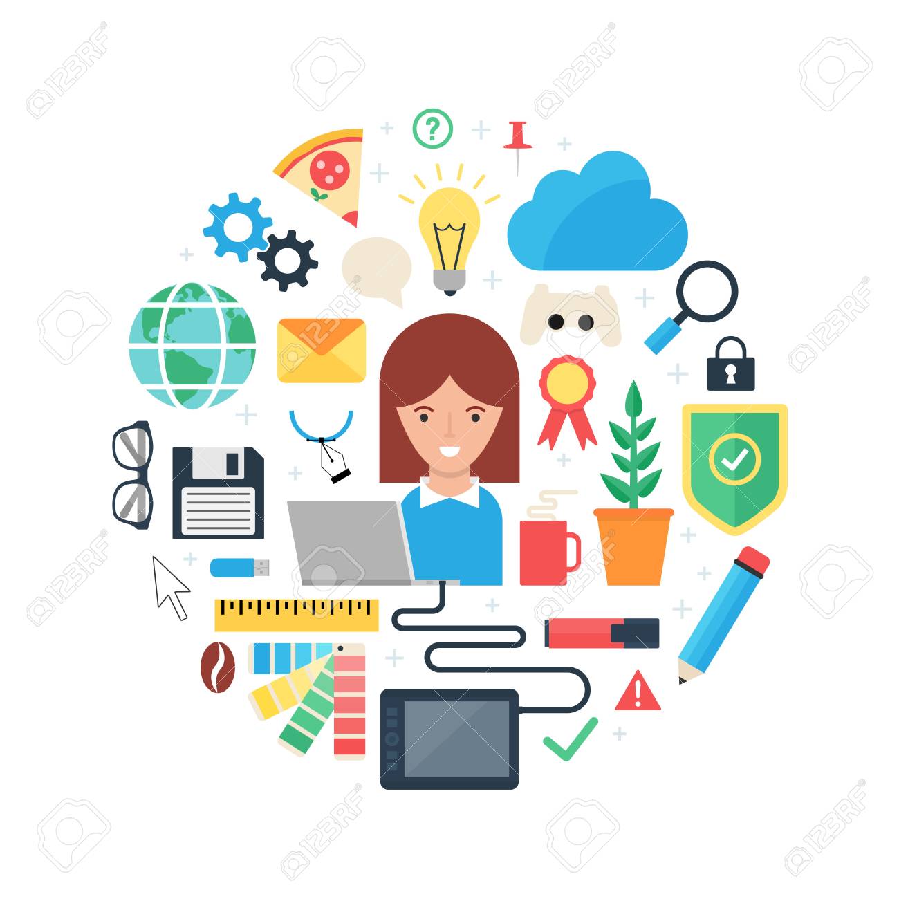 Desarrollo Web, Tecnologías De La Información Y Diseño Abstracto Estilo  Plano Ilustración Vectorial Ilustraciones Vectoriales, Clip Art Vectorizado  Libre De Derechos. Image 38772907.