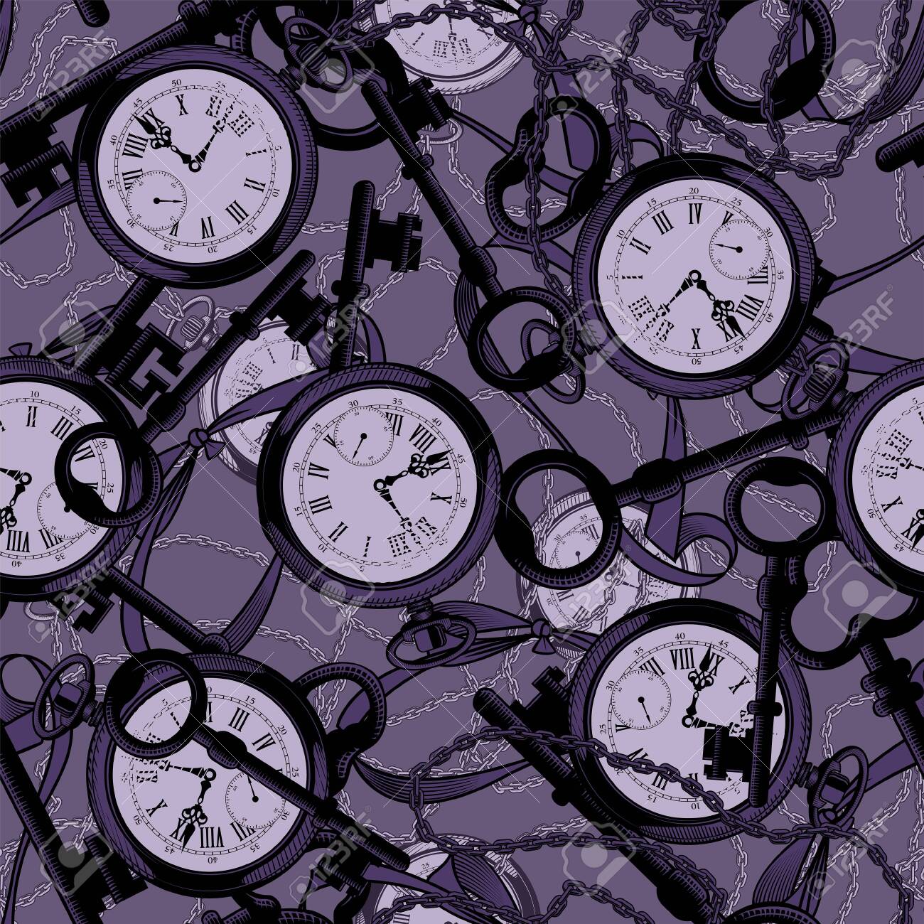 Vintage Collection Of Seamless Pattern With Old Clock. Vector Illustration  For Wallpaper, Textile Printing, Wrapping Paper. Royalty Free SVG,  Cliparts, Vectors, and Stock Illustration. Image 140896289., image size:1300x1300