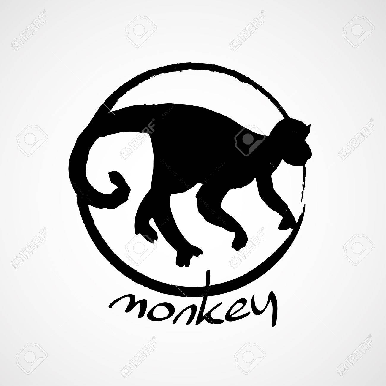 手の描かれた猿のシルエットを分離のイラスト素材 ベクタ Image