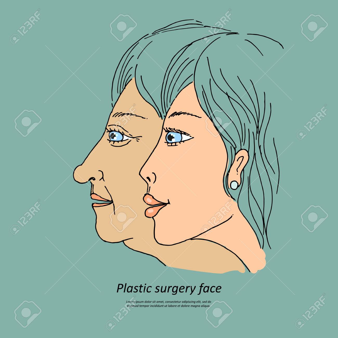 整形顔 環境エコロジーのお手入れ 手描き漫画スタイルの甘いイラストのイラスト素材 ベクタ Image