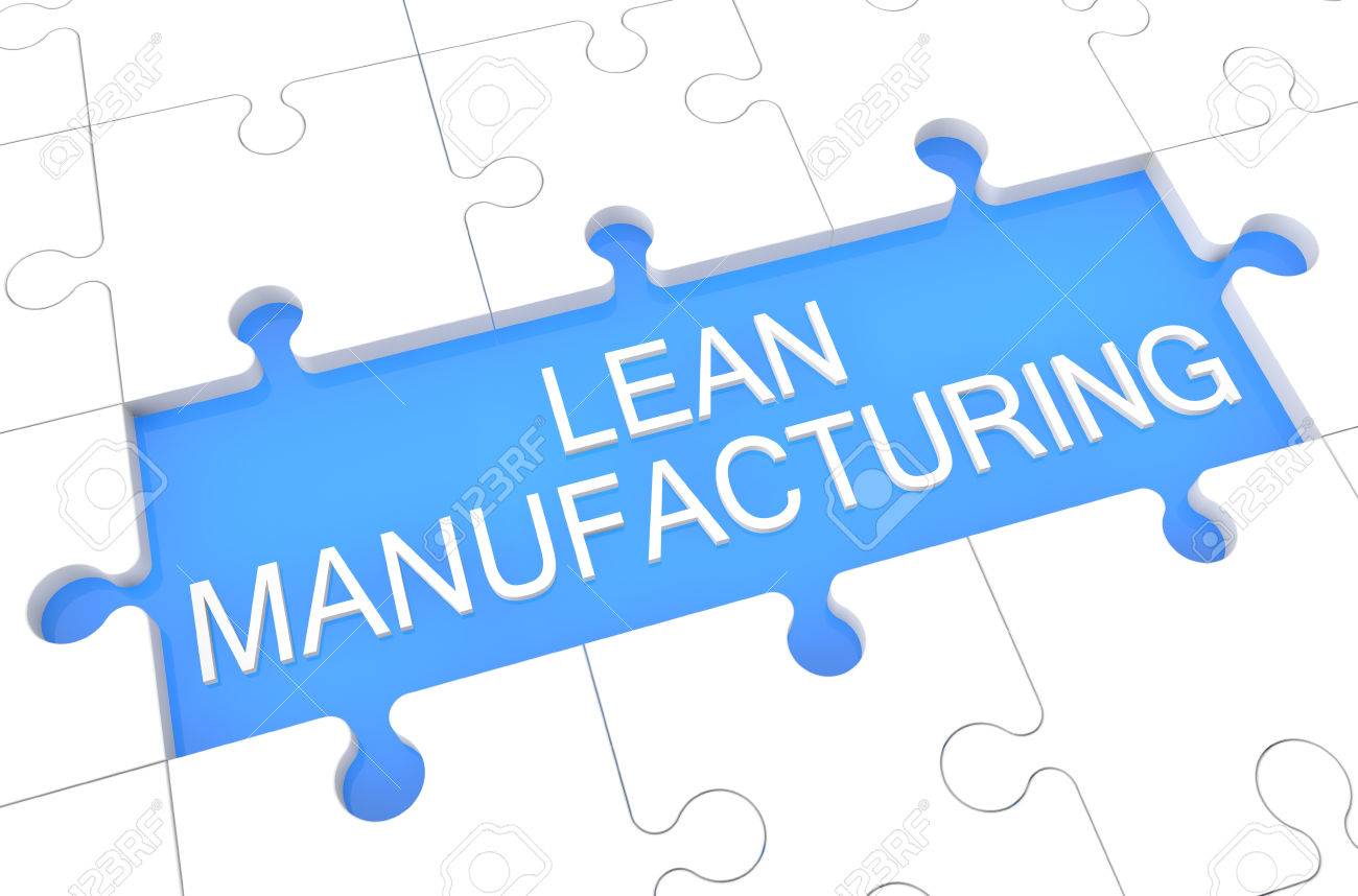 lean manufacturing puzzle 3d render illustration with word stock