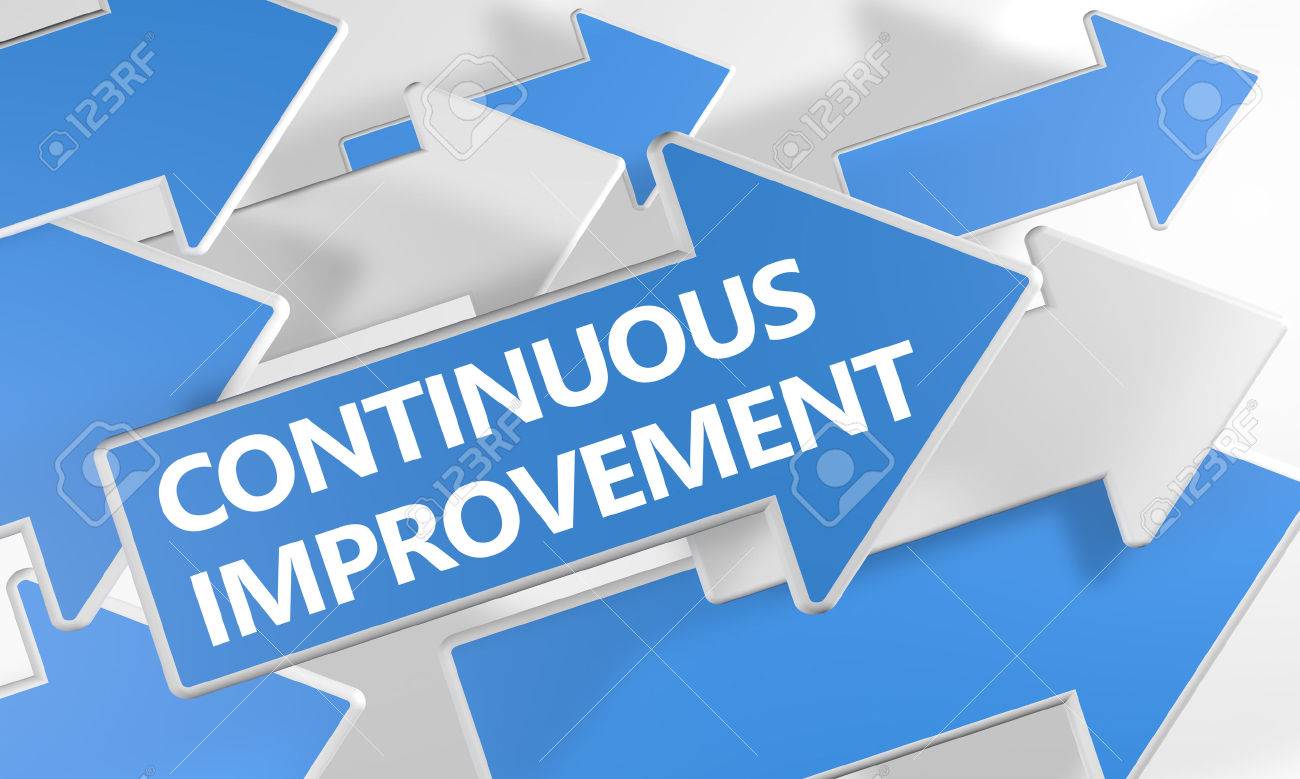 Continuous Improvement - 3d render concept with blue and white arrows flying over a white background. - 48499356 Continuous Improvement - 3d render concept with blue and white arrows flying over a white background. - 48499356