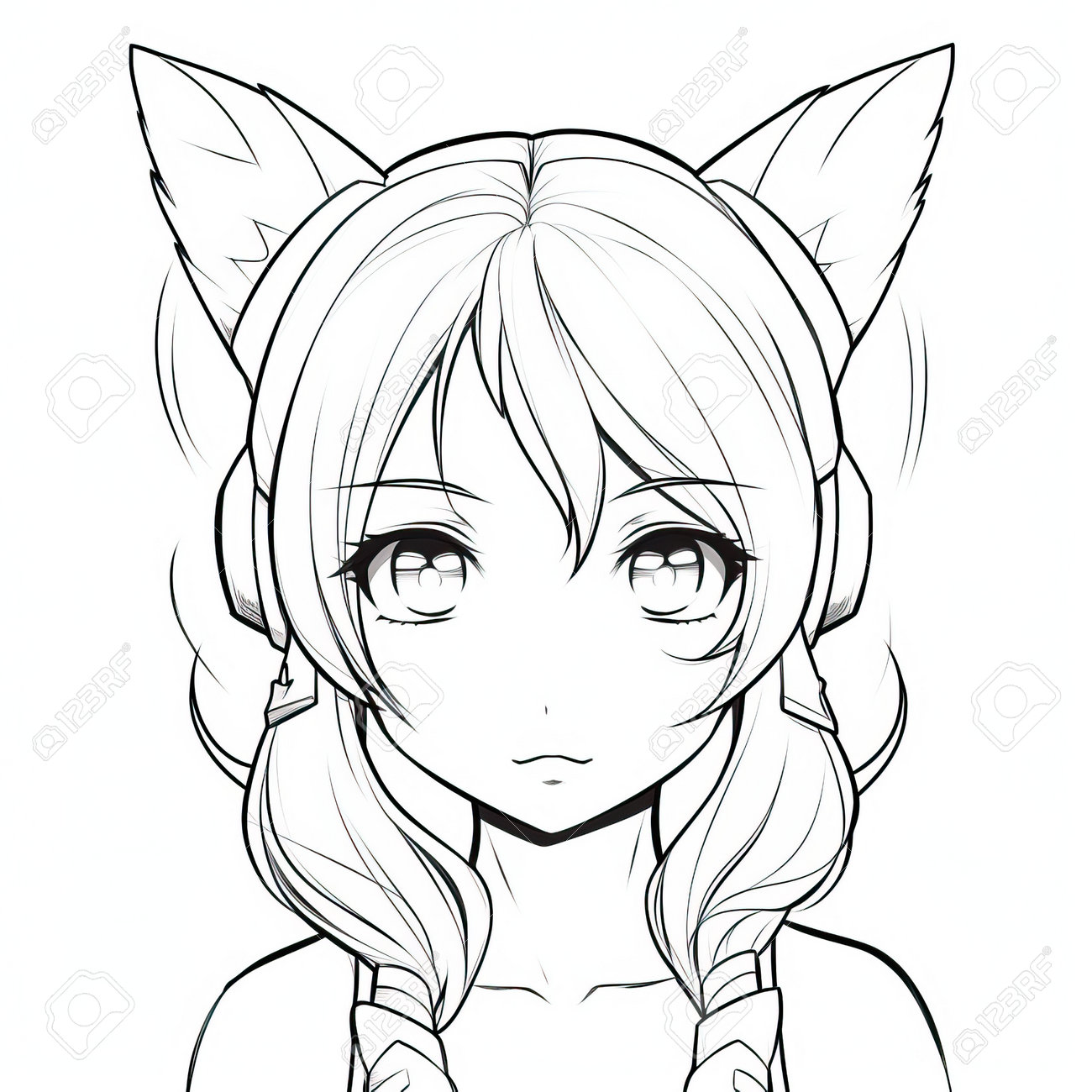 Anime Girl Coloring Pages Stock Photo, Picture and Royalty Free Image.  Image 210076417., image size:1300x1300