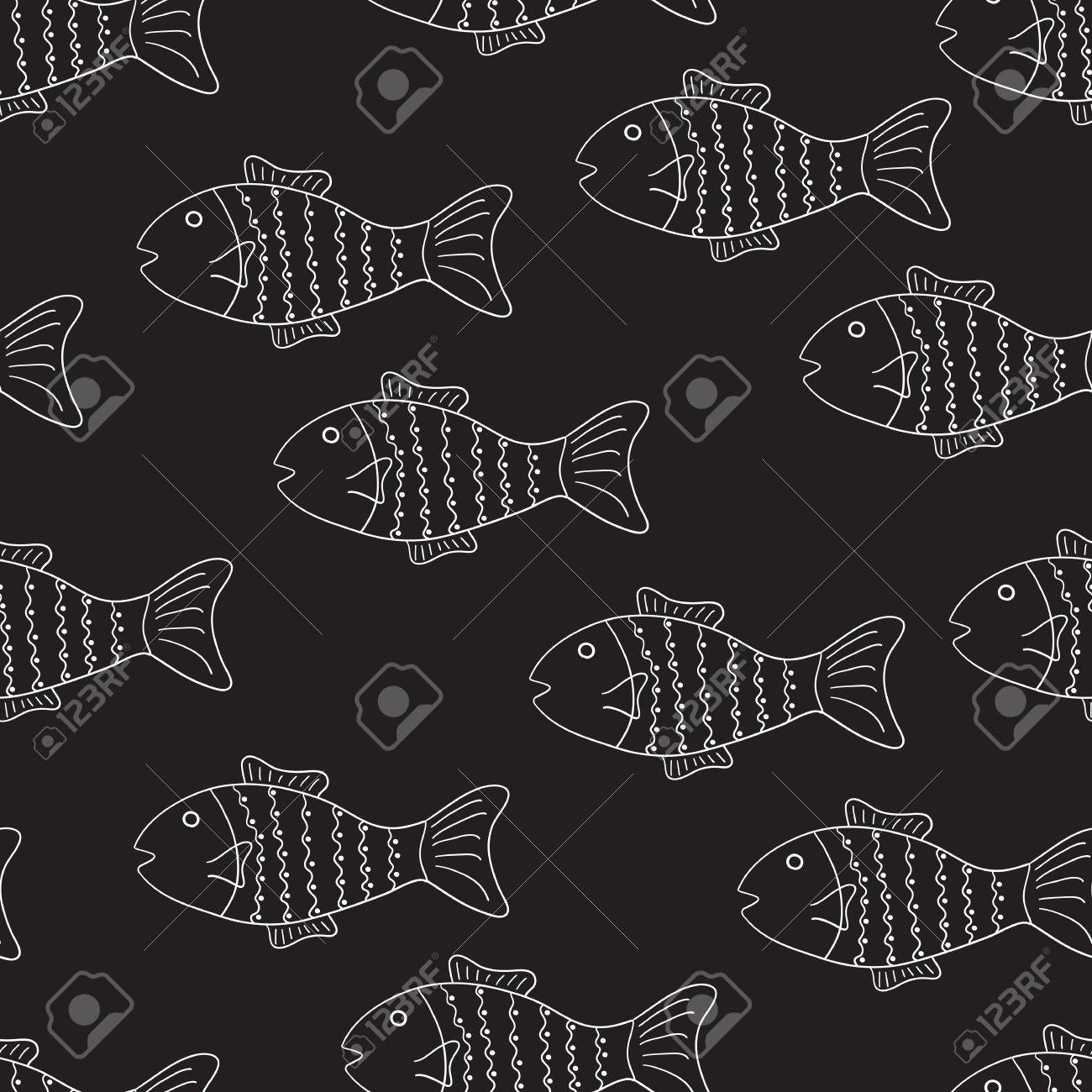 Avoir Images Seamless Dans Le Style De Tableau Blanc Poissons Motifs Sur Fond actualisé par