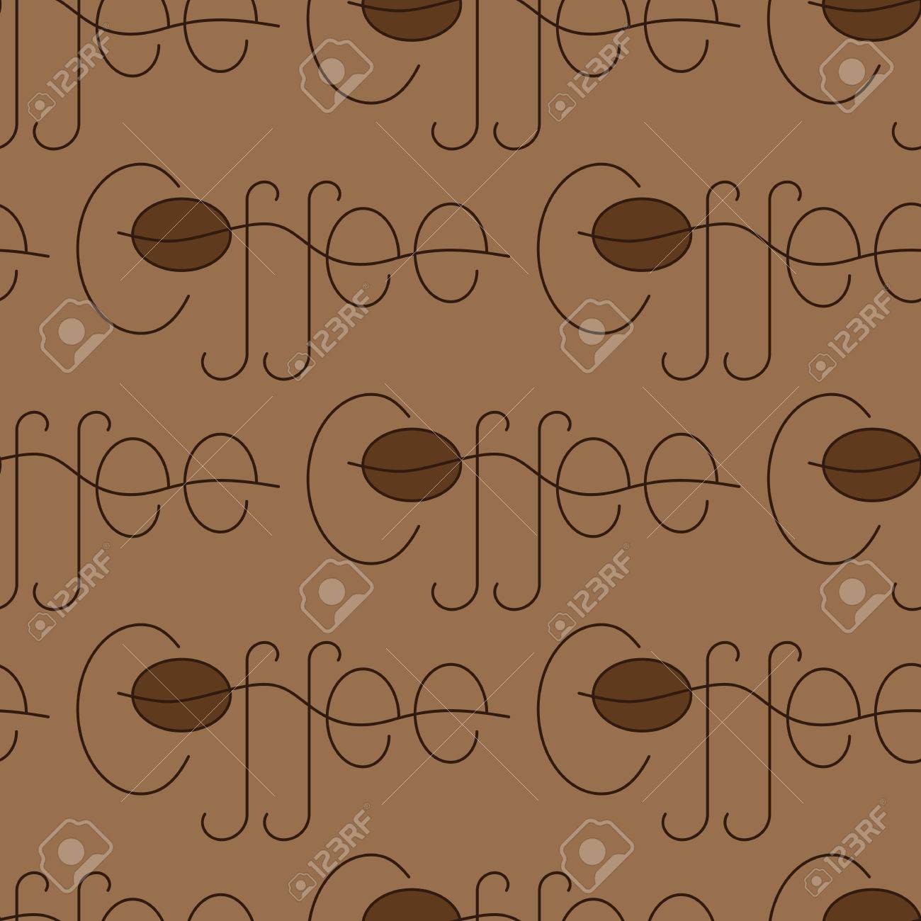 ベージュ色の背景に分離された茶色の色文字コーヒーとシームレスなパターンのイラスト素材 ベクタ Image ベージュ色の背景に分離された茶色の色文字コーヒーとシームレスなパターンのイラスト素材 ベクタ Image