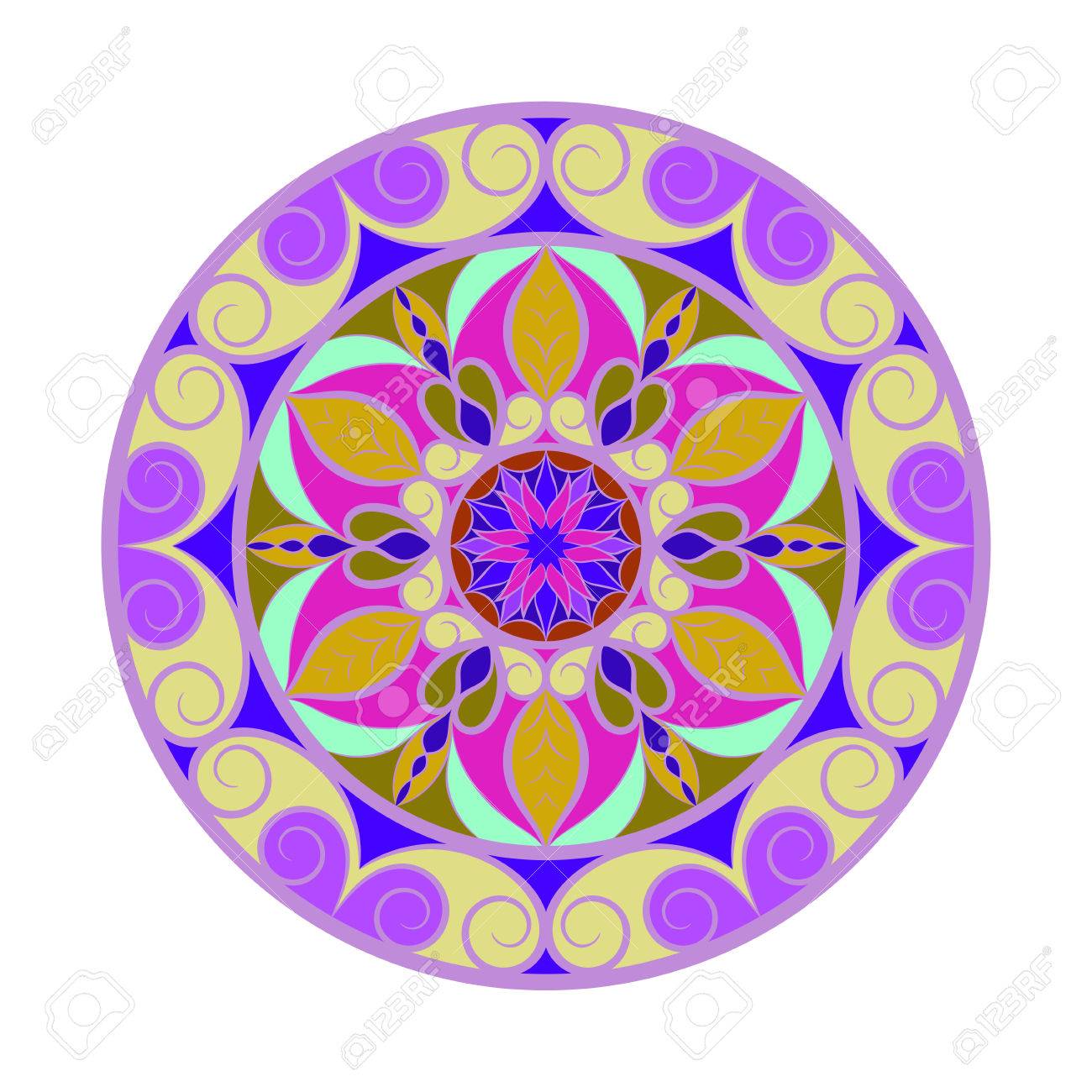 Vector Fleur Violette De Couleur Mandala Sur Blanc élément Invitation Tatouage Lastrologie Lalchimie Boho Et Symbole Magique Pour Vos Projets