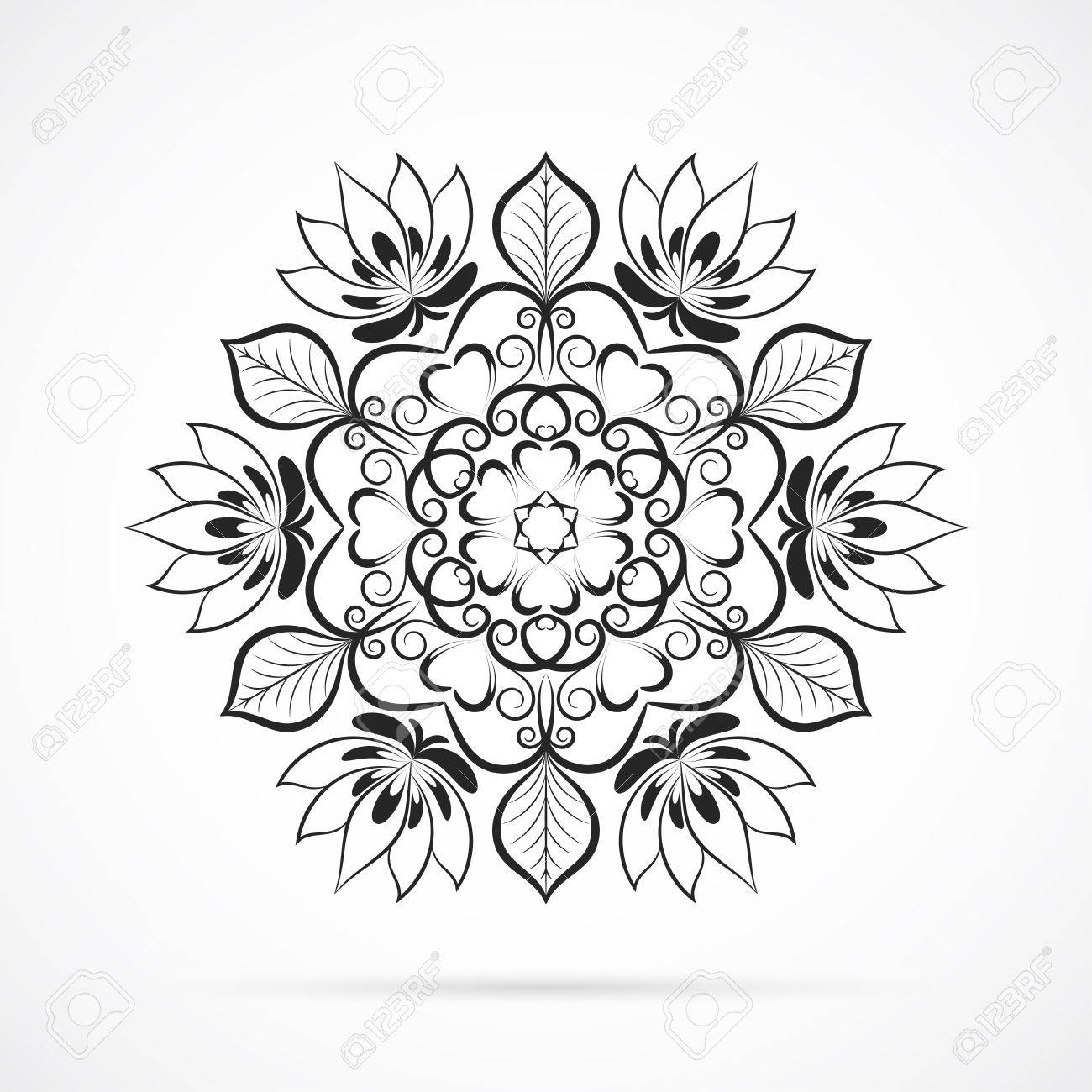 Black Color Flower Mandala Over White Background. Element For.. Royalty Free Cliparts, Vectors, And Stock Illustration. Image 64446108.