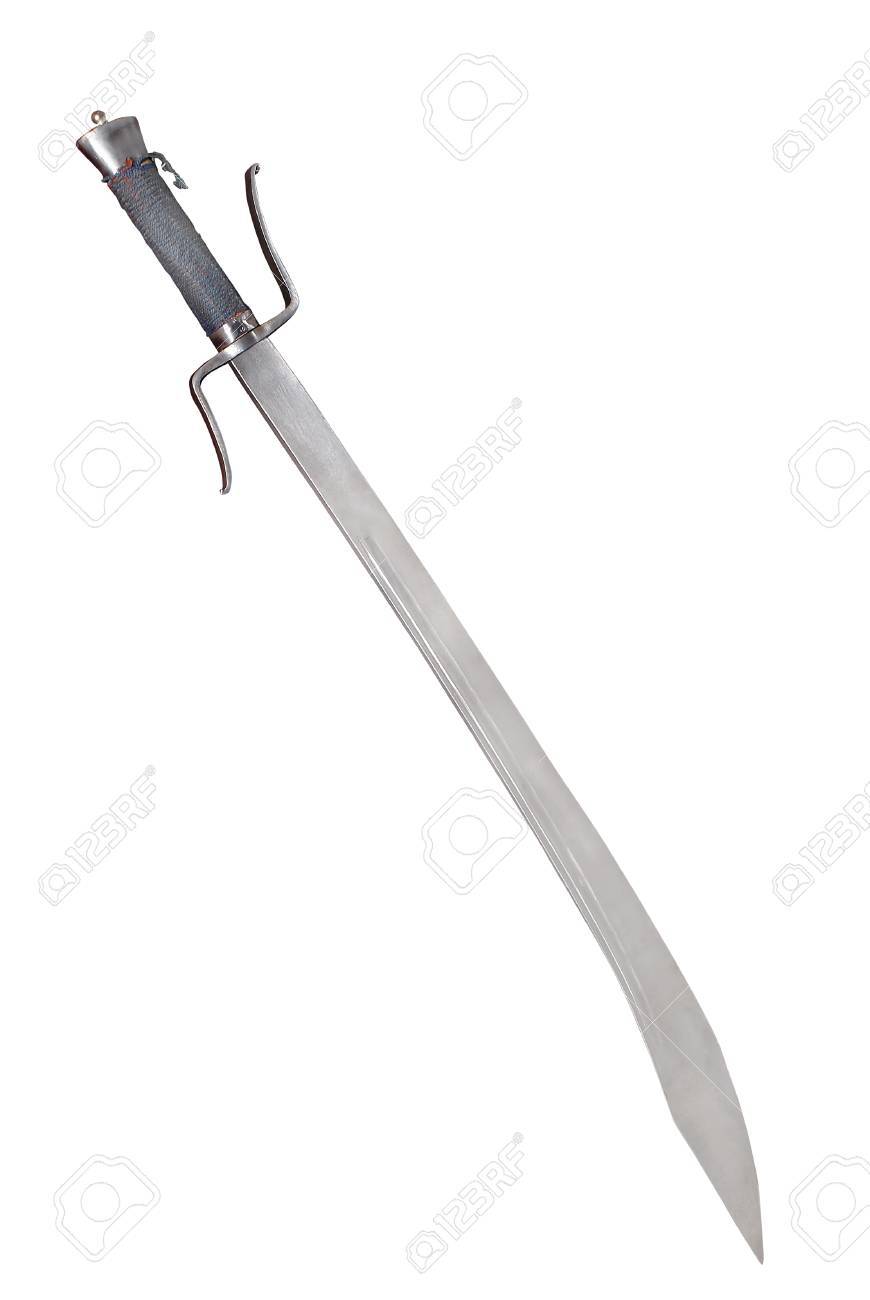 2 扱われた 19 世紀の中国の剣。中国、清代の期間。白い背景のパスに
