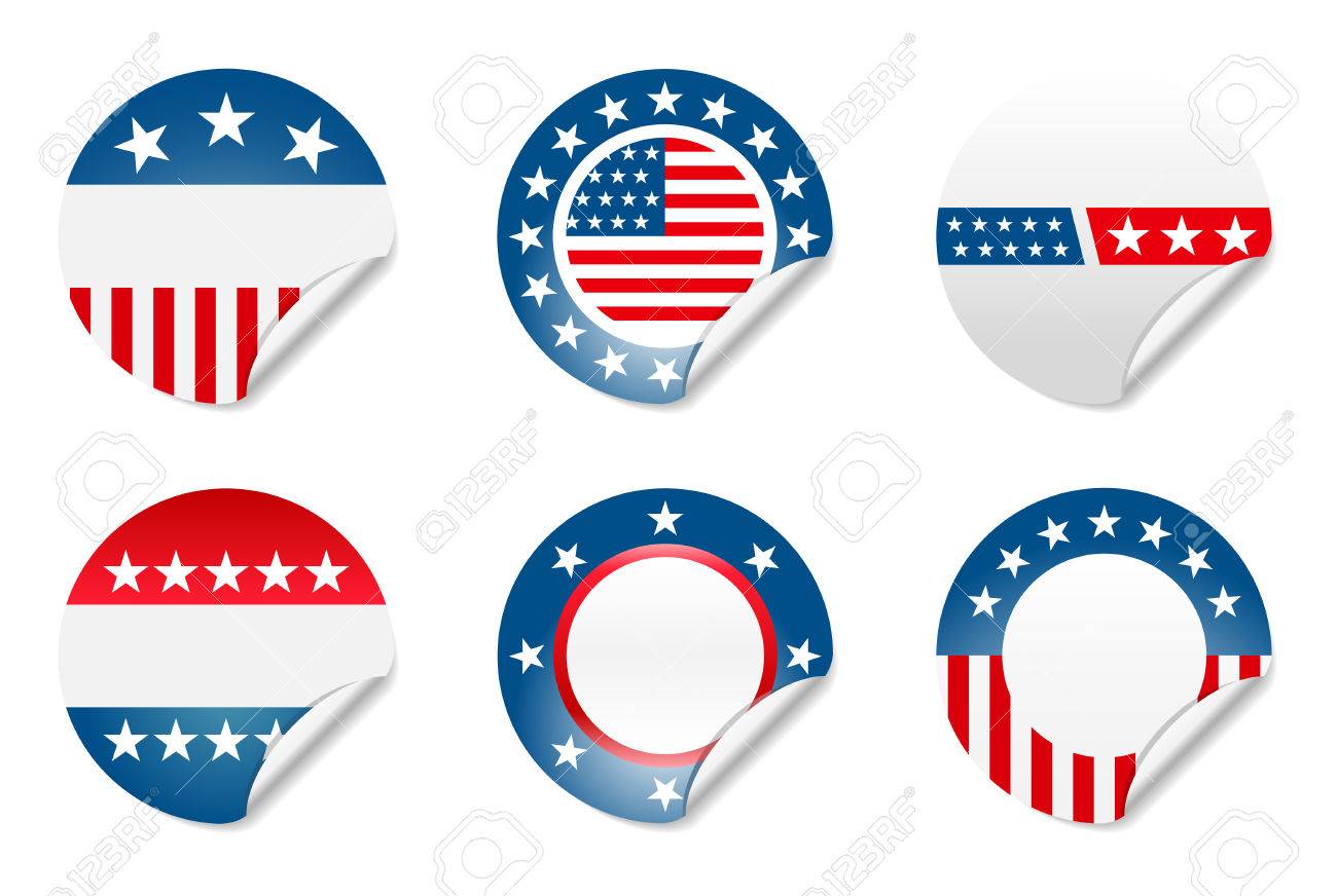 set of 6 political american election campaign stickers royalty free election stickers