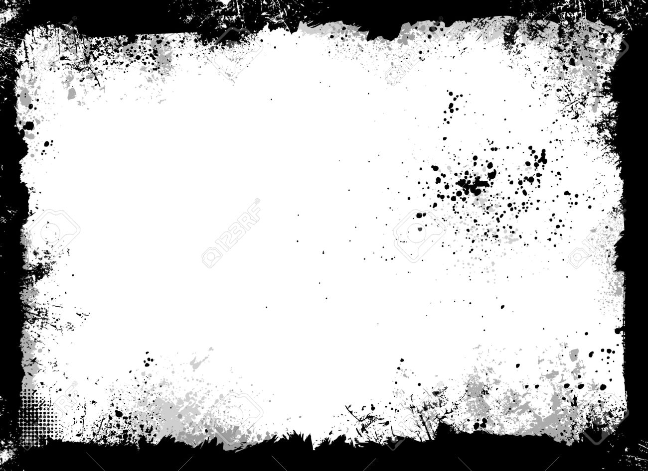 black and gray grunge frame with paint splatter royalty free