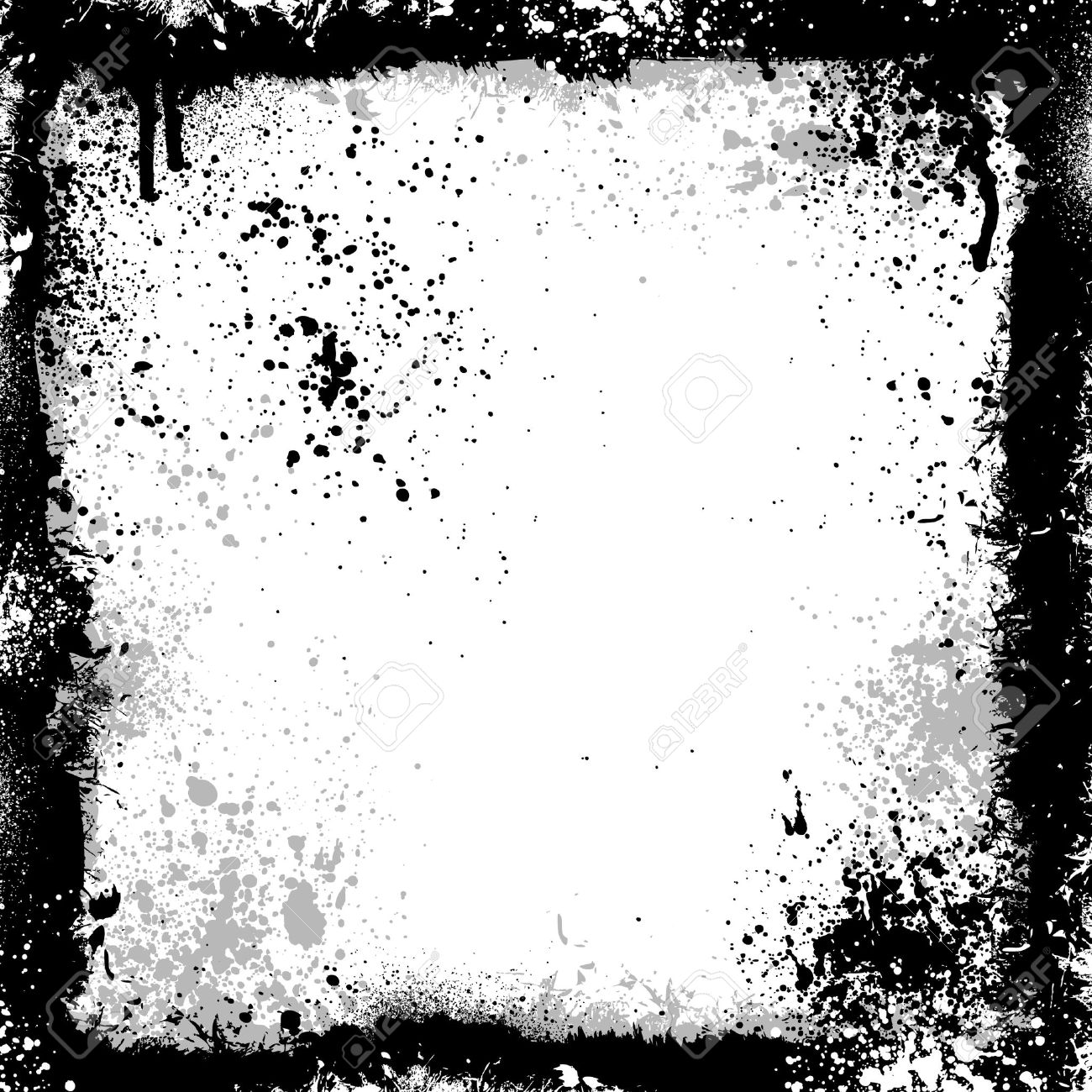 black and gray grunge frame with paint splatter royalty free