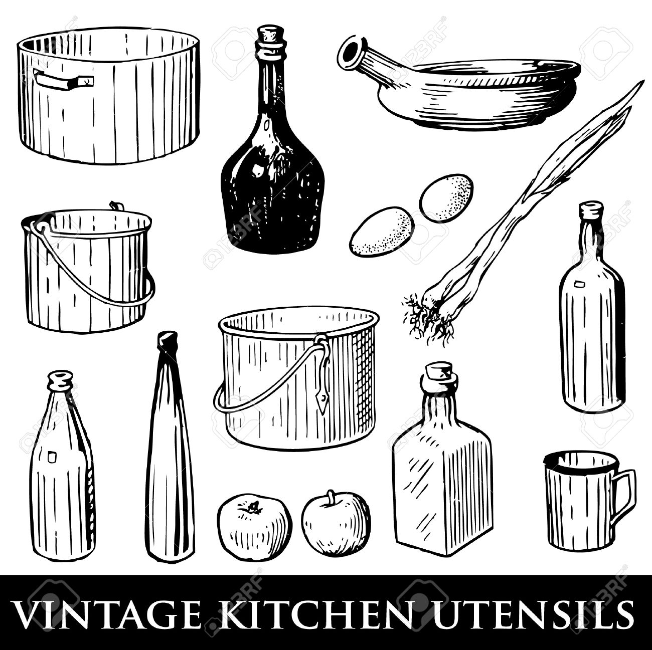 Vintage Kitchen Utensils Illustration set of vintage kitchen utensils royalty free cliparts, vectors Vintage Kitchen Utensils Illustration set of vintage kitchen utensils royalty free cliparts, vectors