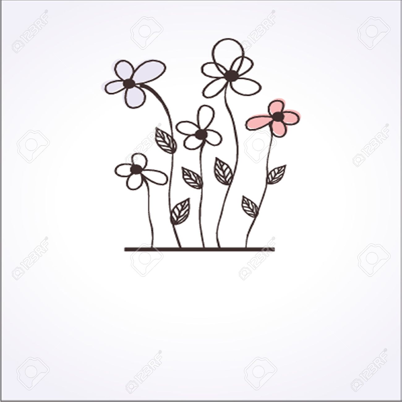 Carte De Voeux Vintage Avec Des Fleurs Dessinées à La Main