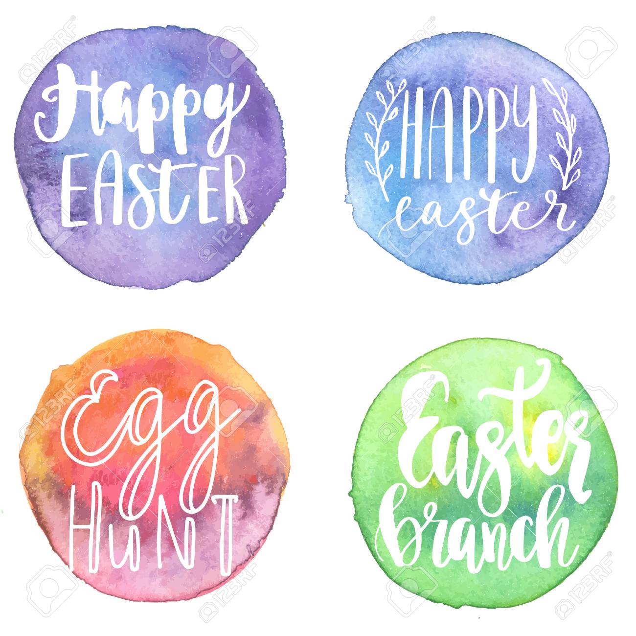 Happy Easter Lettering Labels Set, Calligraphi Quotes On ...