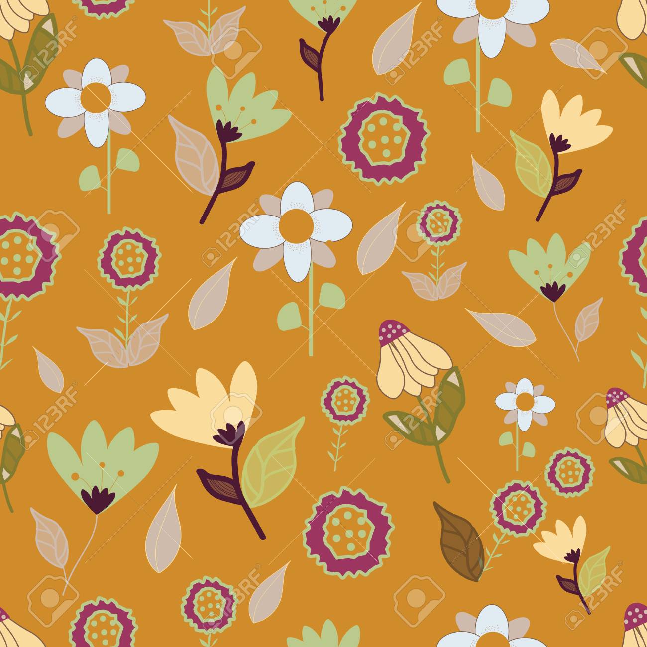 folk brown blue pink flowers seameless repeat great for invitations pink flower scrapbook paper