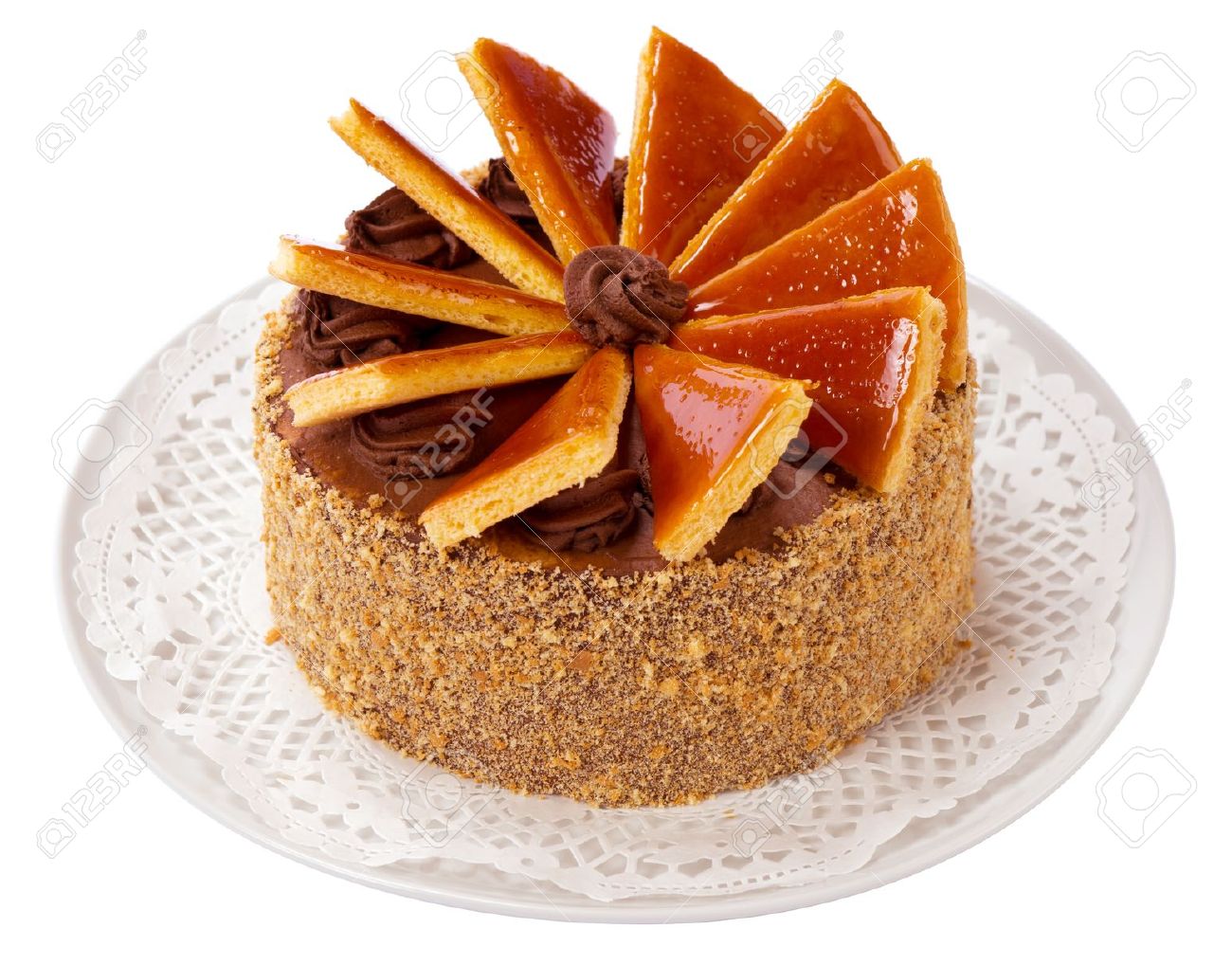 Celebre Dobos Torte Gateau Hongrois Avec Glacage Special Isole Sur Blanc Banque D Images Et Photos Libres De Droits Image