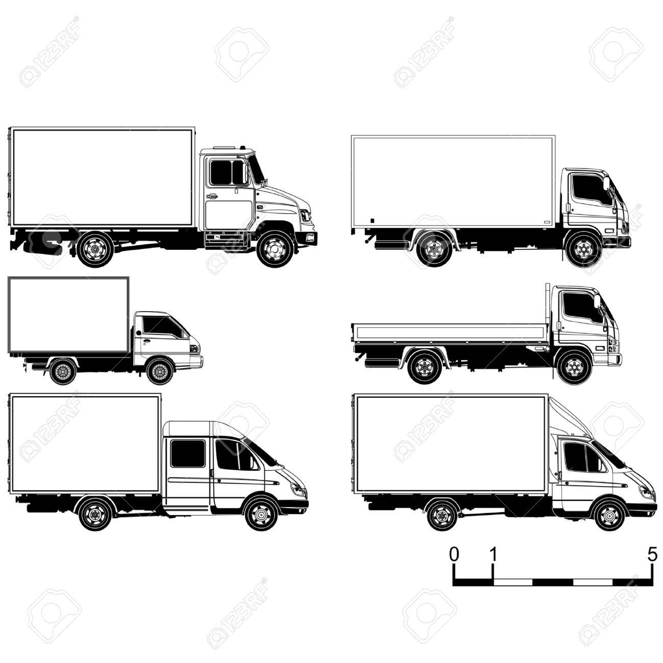 詳細なトラック シルエット セットをベクトルします のイラスト素材 ベクタ Image