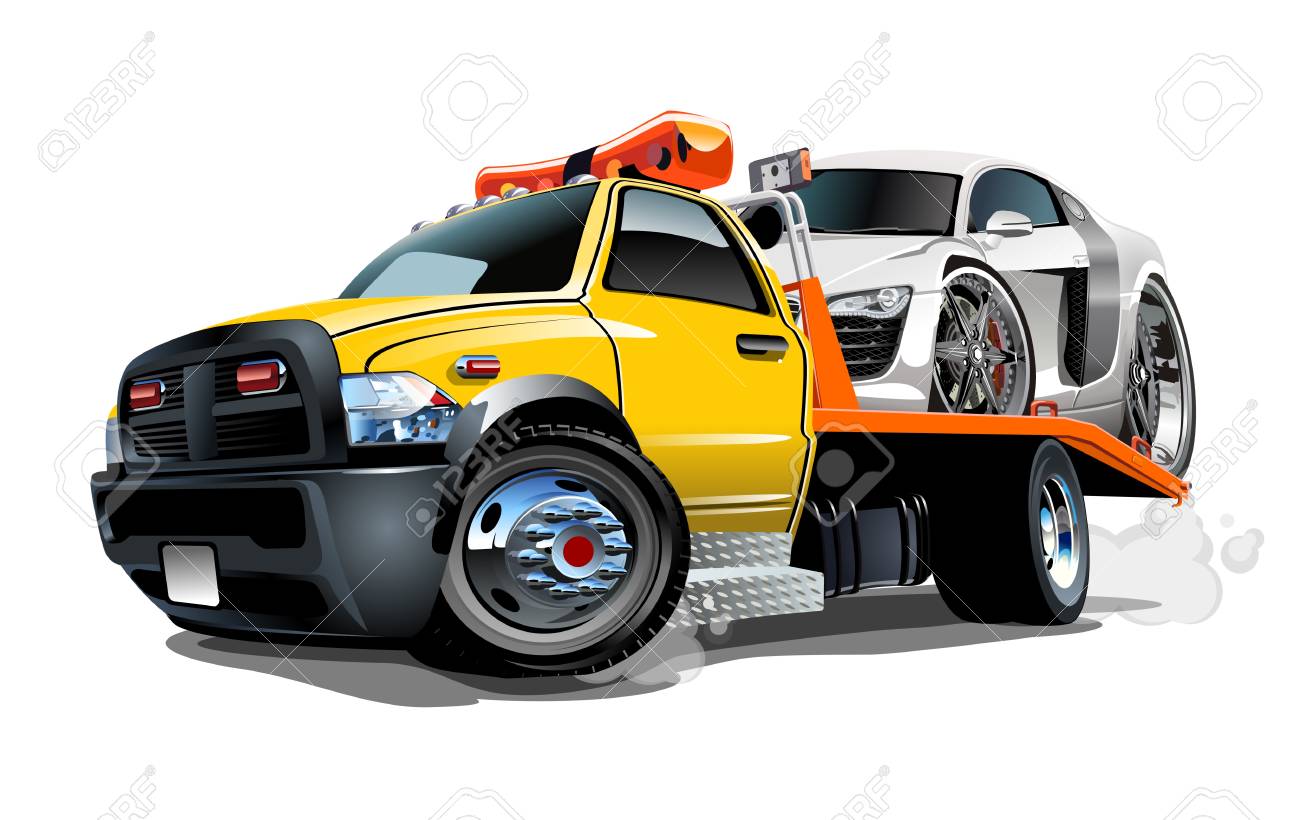 Cartoon tow truck isolated on white background. Available vector format separated by groups and layers for easy edit - 99612310 Cartoon tow truck isolated on white background. Available vector format separated by groups and layers for easy edit - 99612310