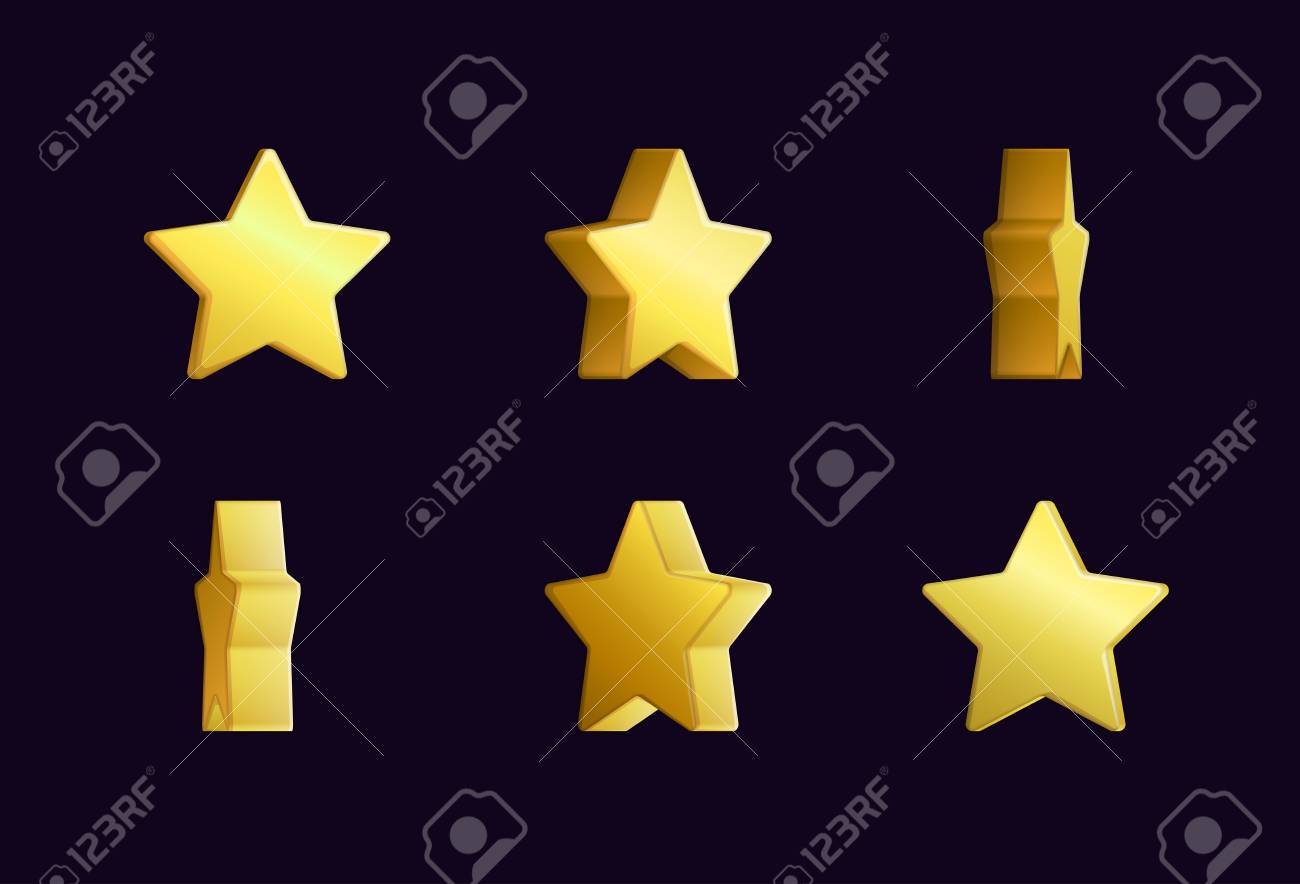 スパーク リングと回転回転ゴールデン スターのシート効果アニメーション ビデオ エフェクト ゲーム開発のためのイラスト素材 ベクタ Image