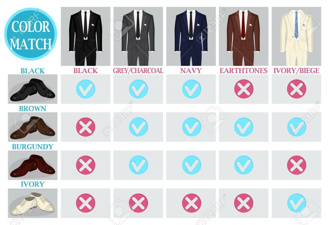 Color Mix And Match Guide For Men Suit And Shoes Suitable And Royalty Free Cliparts Vectors And Stock Illustration Image 61597283