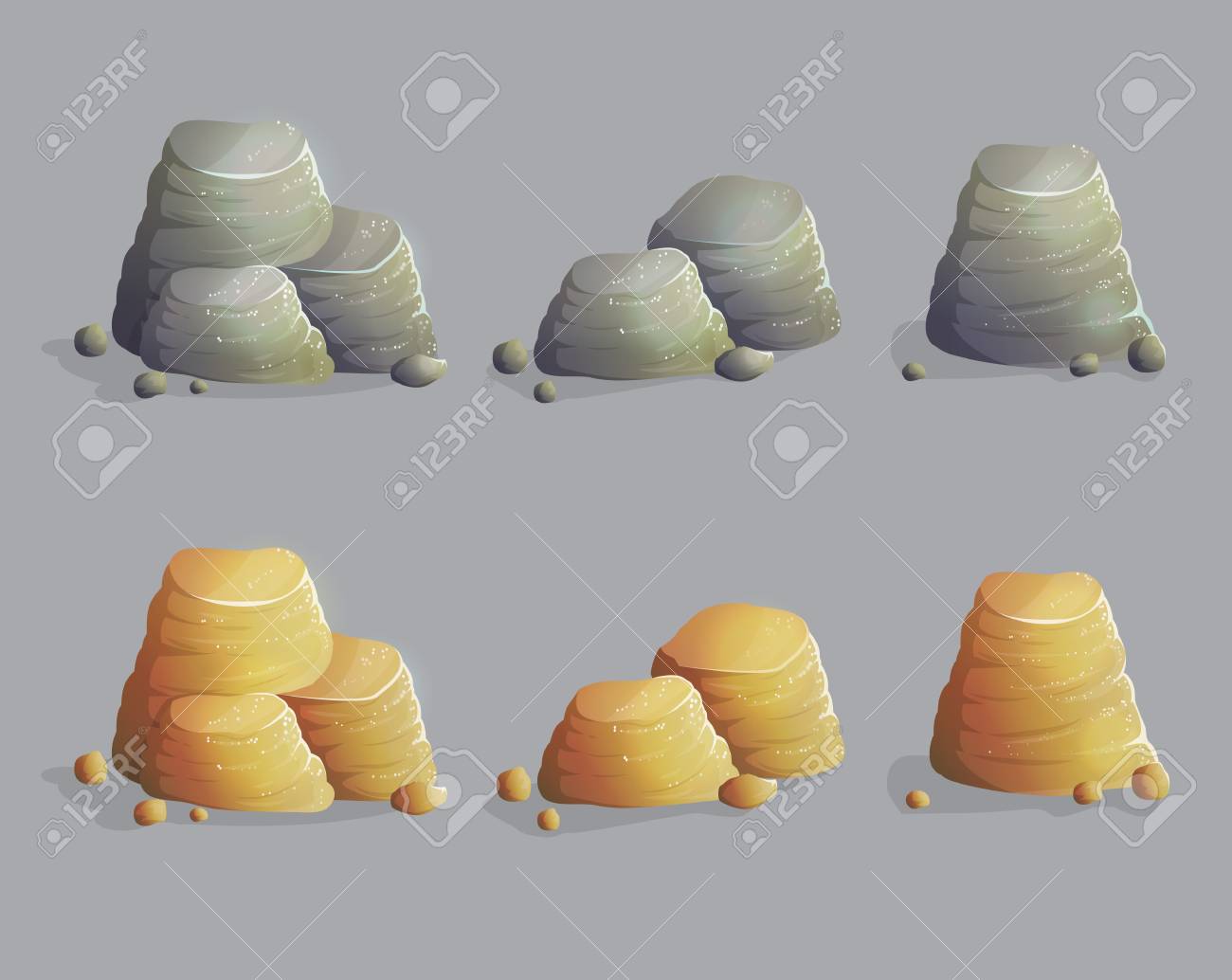 探査 天然資源の採掘 金属鉱石 鉄 鋼 金の宝石のセットです ゲームとアプリの Ui アイコン のイラスト素材 ベクタ Image