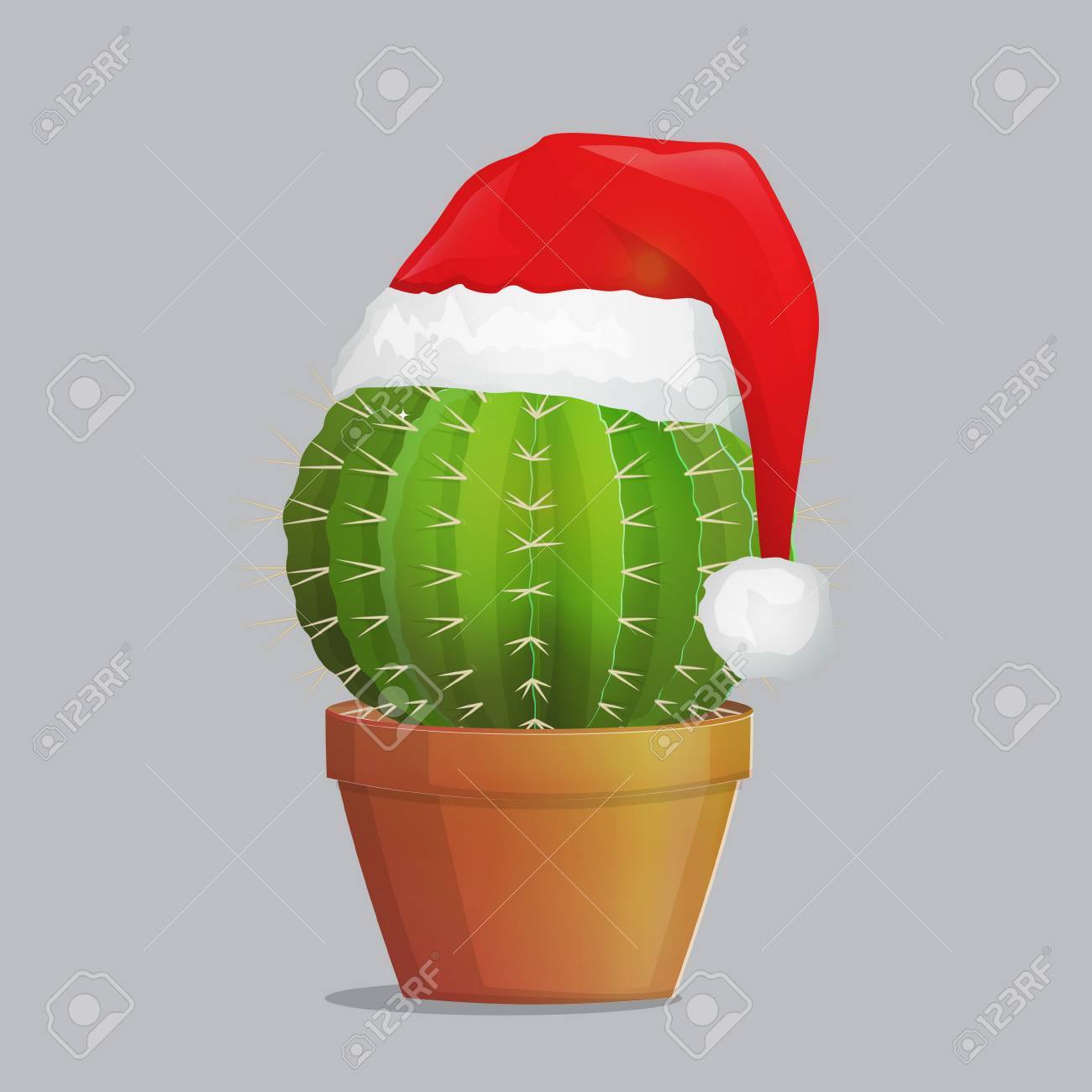 Festive Season Costume Dressed Up Cactus Plant In Pot Christmas New Year Santa Hat Over Needle Succulent Plant Greeting Festive Illustration Royalty Free Cliparts Vectors And Stock Illustration Image 90465834