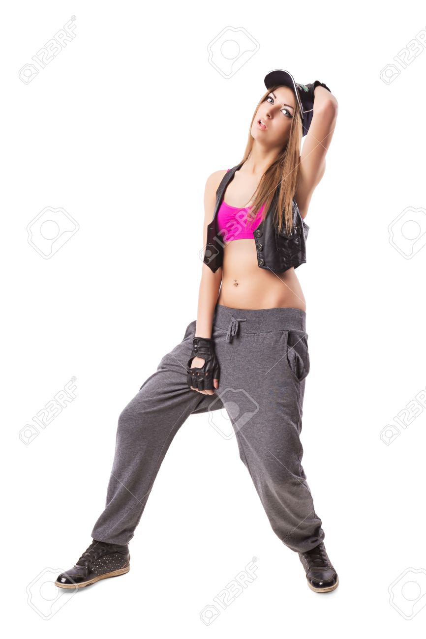 modern dance hip hop girl isolated on white hip hop go go dance