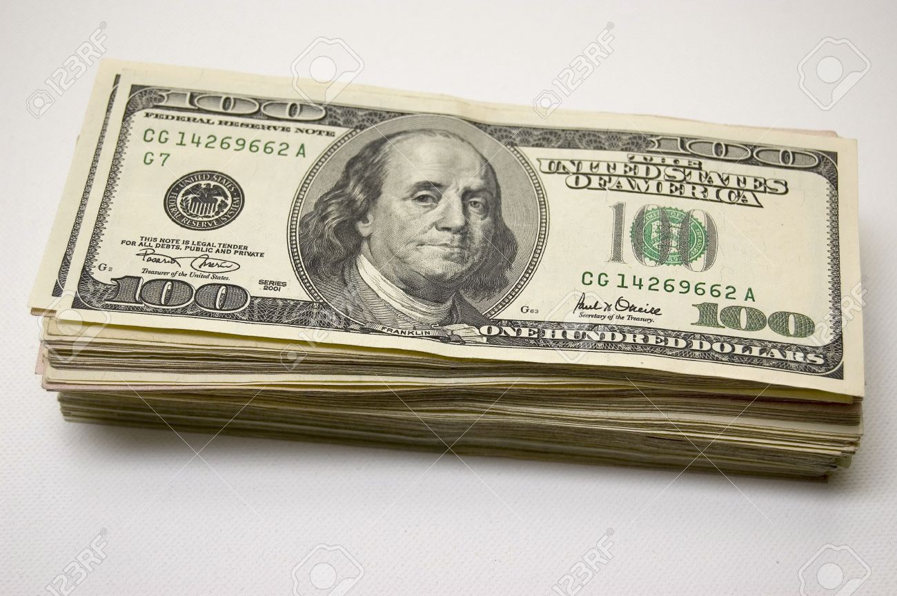 Stack Of 100 USD Bills Stock Photo, Picture and Royalty Free Image. Image  5871159.
