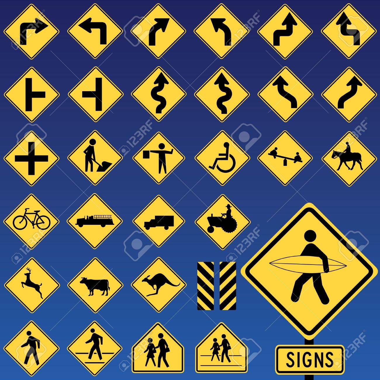 危険の道路標識のコレクションのイラスト素材 ベクタ Image