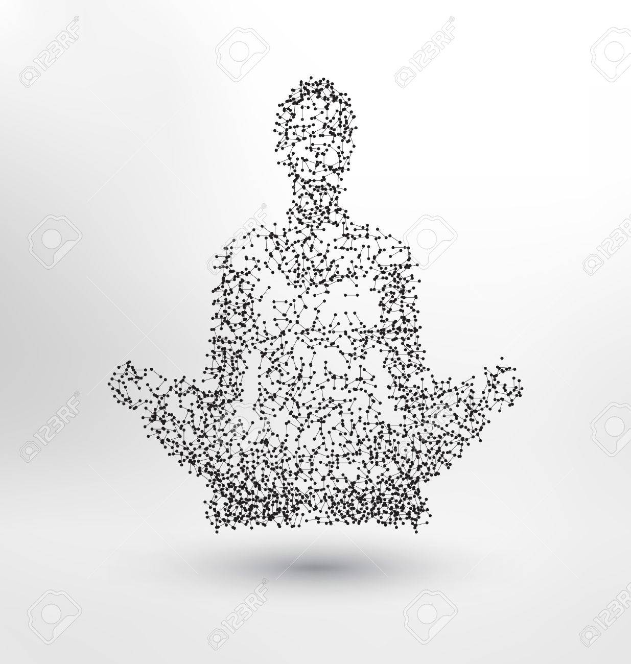 Abstract Molecule based human figure concept - Illustration of a human body in lotus pose - meditating person - 61246723 Abstract Molecule based human figure concept - Illustration of a human body in lotus pose - meditating person - 61246723