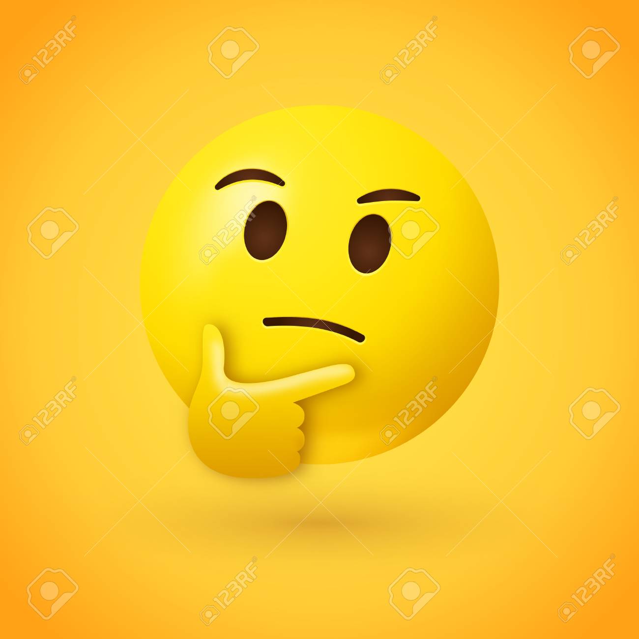 Thinking Face Emoji - Emoticon Face Shown With A Single Finger And Thumb  Resting On The Chin Glancing Upward On Yellow Background Royalty Free SVG,  Cliparts, Vectors, and Stock Illustration. Image 93656020., image size:1300x1300