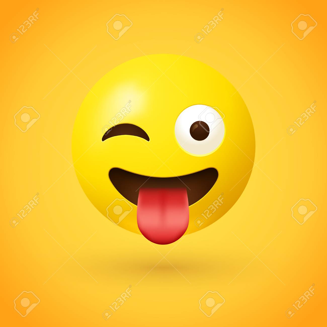 Green D4234 Winking Face with Tongue Emoji Canvas Wall Art