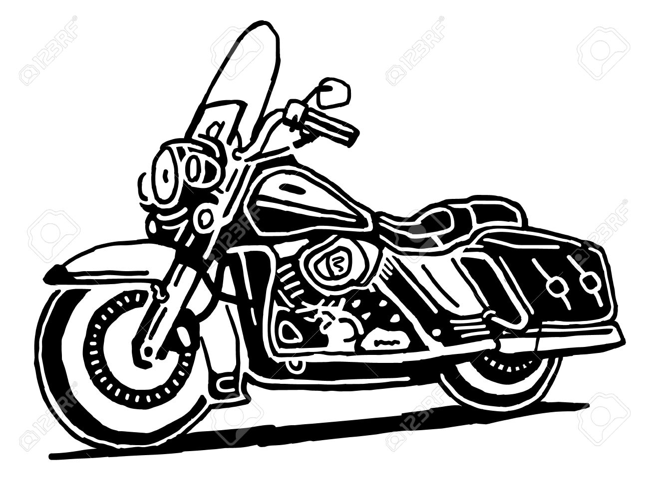 Moto Retro Dessin Isole Sur Fond Blanc Clip Art Libres De Droits Vecteurs Et Illustration Image