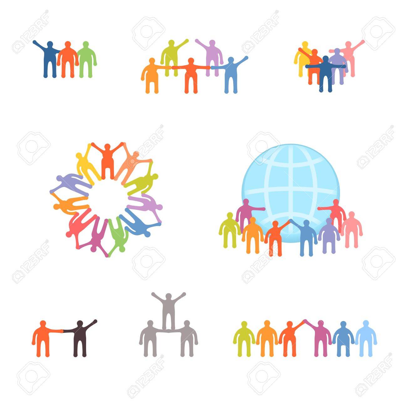 成功のチームワークと協力のアイコンを設定します Eps 10 ベクトル イラスト のイラスト素材 ベクタ Image