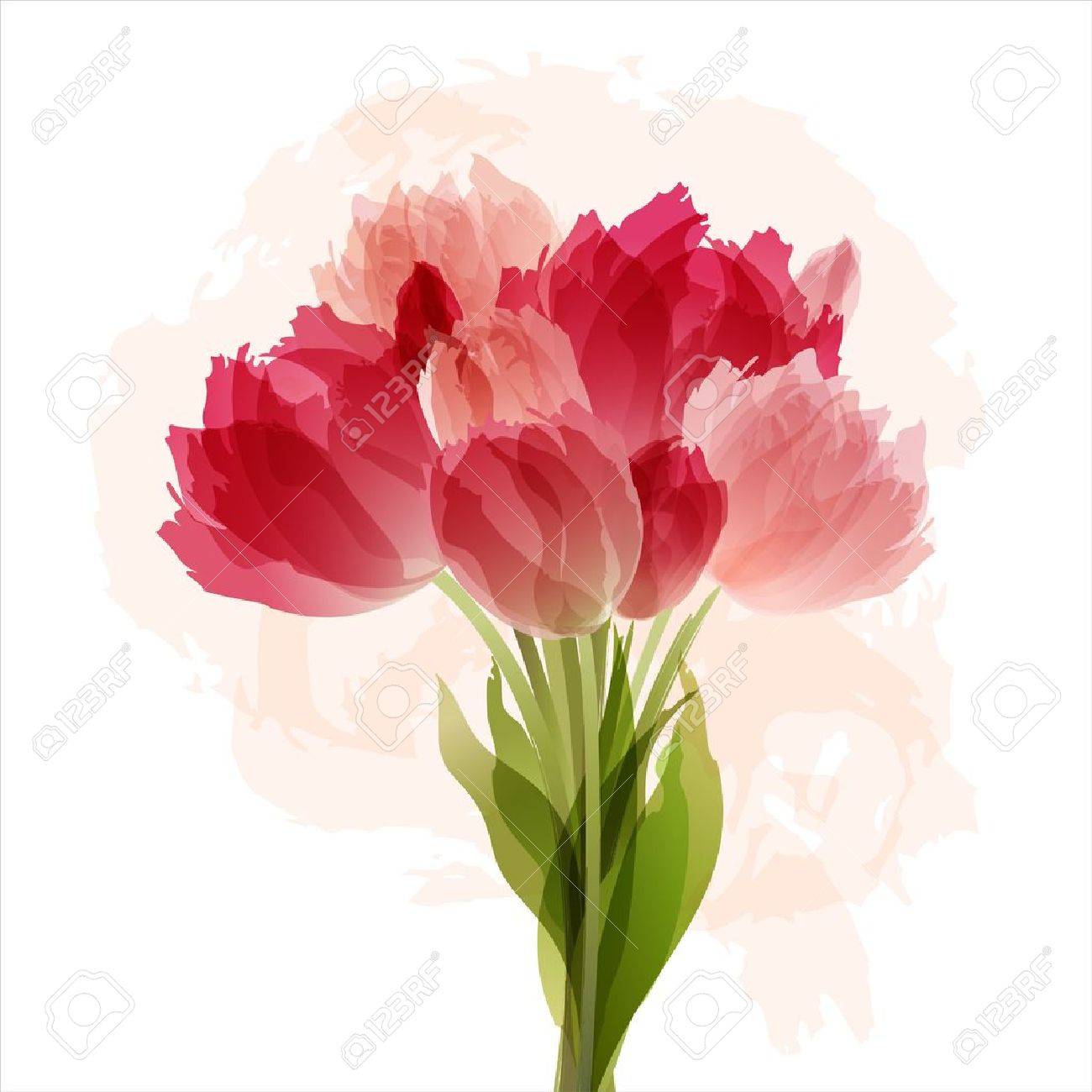 チューリップの花束と花の背景のイラスト素材 ベクタ Image