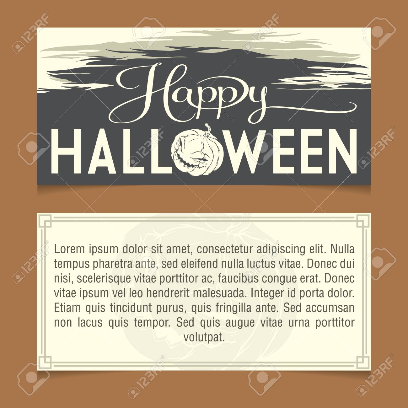 halloween invitation template front and back sides royalty free