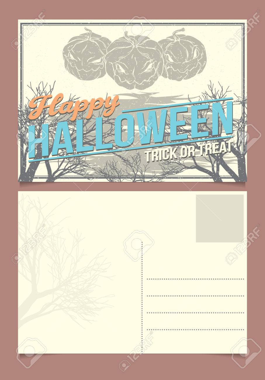 halloween postcard template front and back sides royalty free