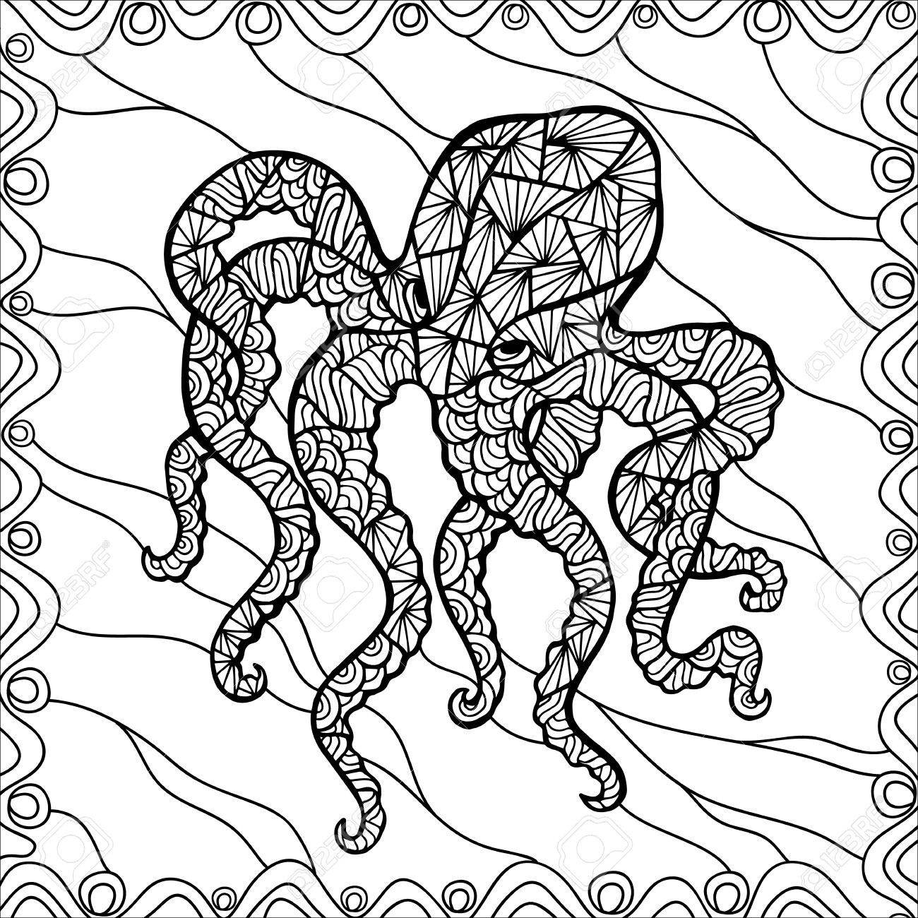 stylized vector octopus isolated on white background can be