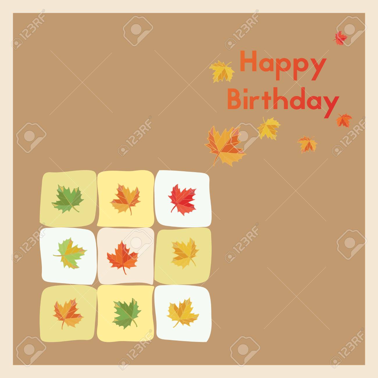 幸せな誕生日のベクター イラストです 秋の月 10 月 11 月 の誕生カードに挨拶 はがきマルチ色秋のカエデの葉が のイラスト素材 ベクタ Image 幸せな誕生日のベクター イラストです 秋の月 10 月 11 月 の誕生カードに挨拶 はがきマルチ色秋のカエデの葉が のイラスト素材 ベクタ Image