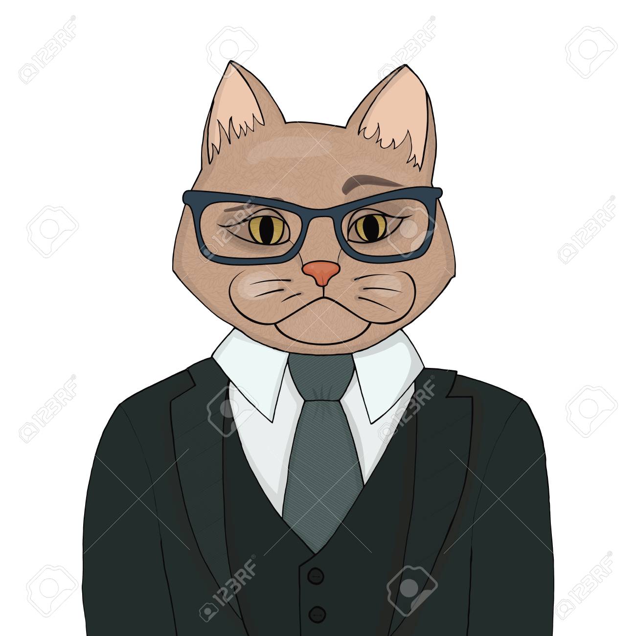 ネクタイとスーツのスタイリッシュなキャットマン 人間の体は 猫のベクトル図の頭です 大切な人の肖像画 のイラスト素材 ベクタ Image ネクタイとスーツのスタイリッシュなキャットマン 人間の体は 猫のベクトル図の頭です 大切な人の肖像画 のイラスト素材 ベクタ Image