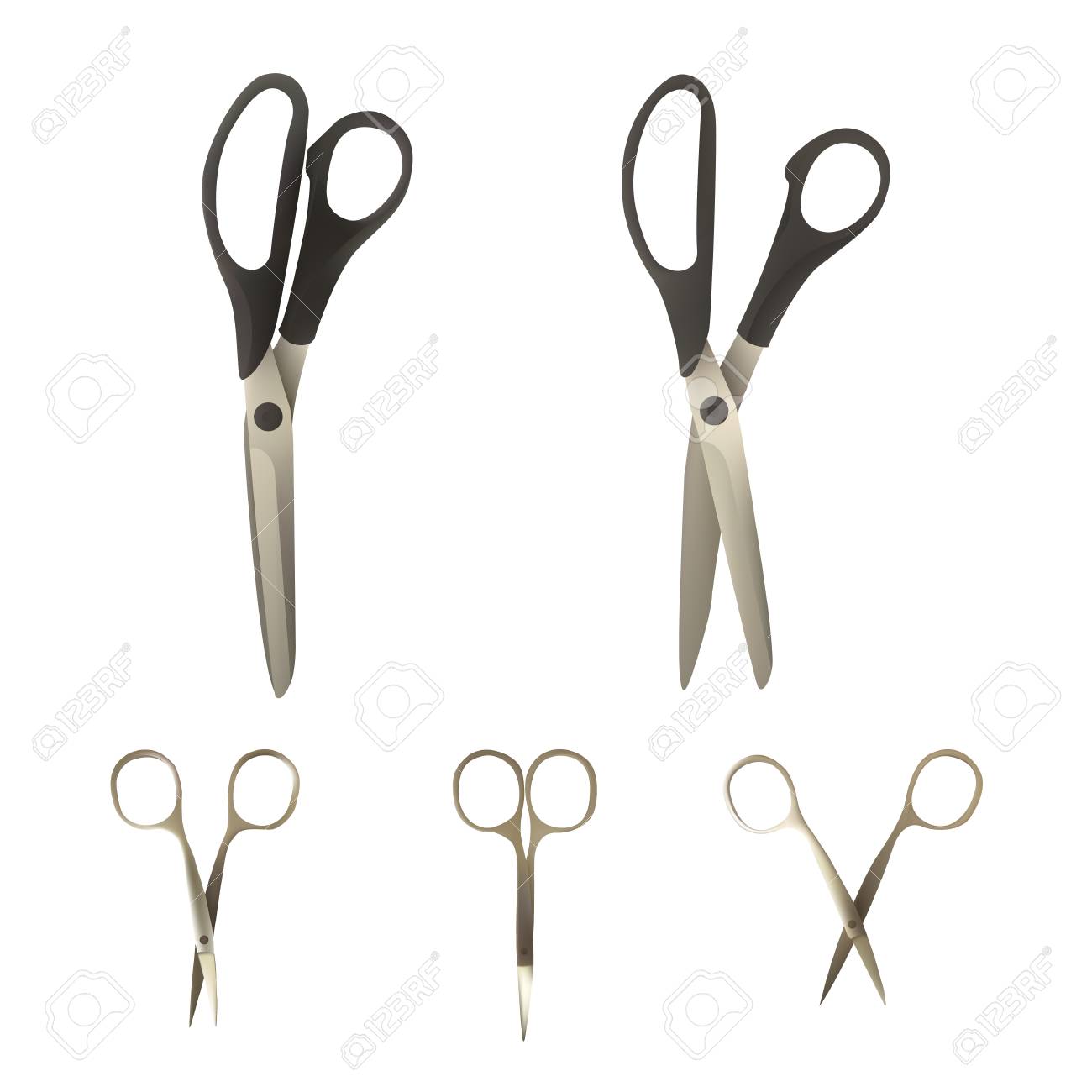 A Set Of Scissors Of Different Types Illustration Royalty Free