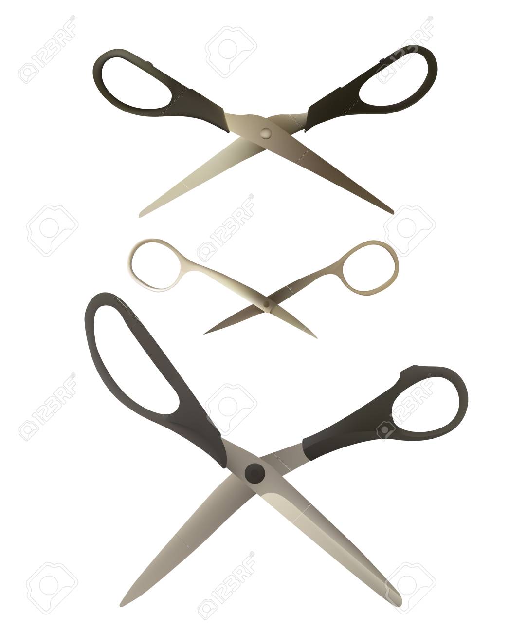 A Set Of Scissors Of Different Types Stock Photo Picture And